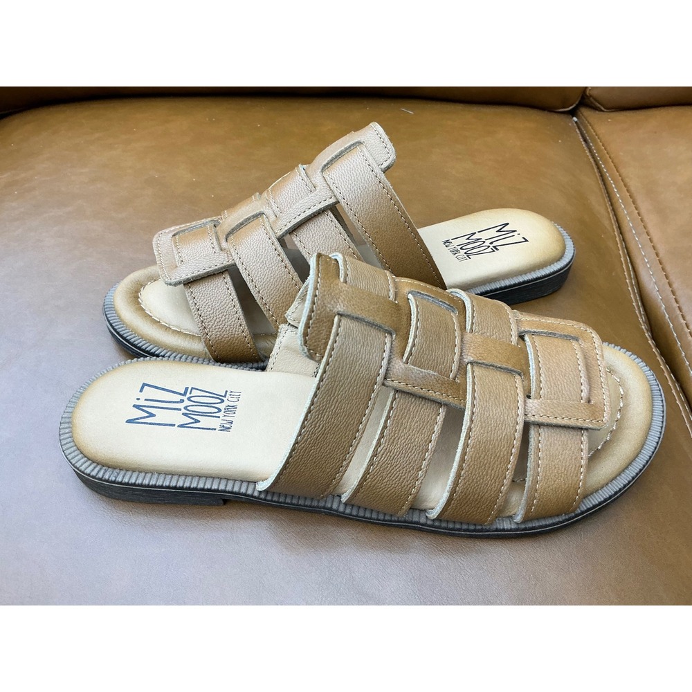 Miz Mooz Primm Fisherman Slide Sandals Womens 36 Brandy Leather Woven